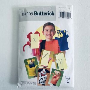 Butterick 4209 Animal Hand Puppet BEAR DOG CAT MONKEY ONLY Pattern *INCOMPLETE